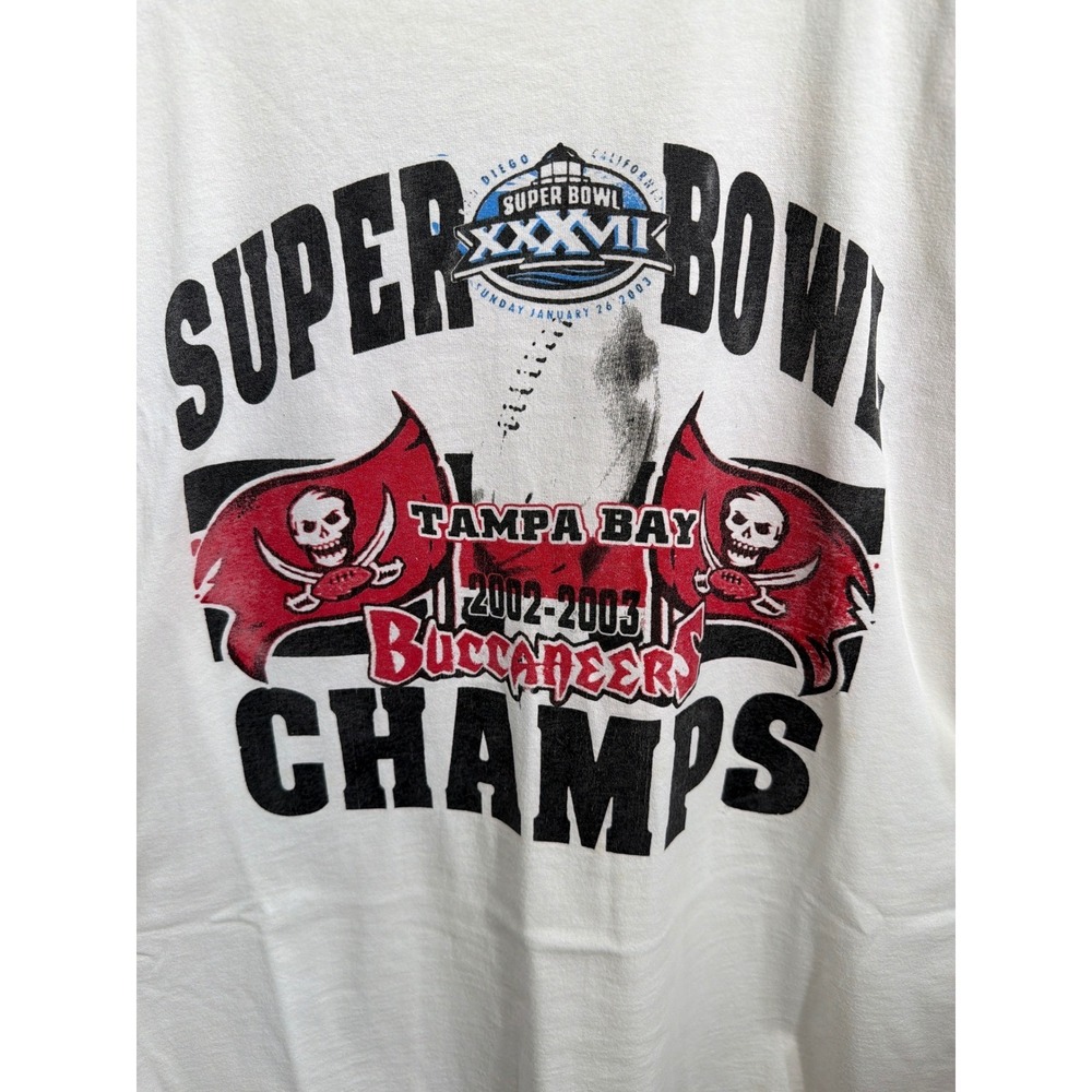 Vintage Tampa Bay Buccaneers Super Bowl XXXVII Champs T Shirt All Sport White XL - Picture 2 of 8